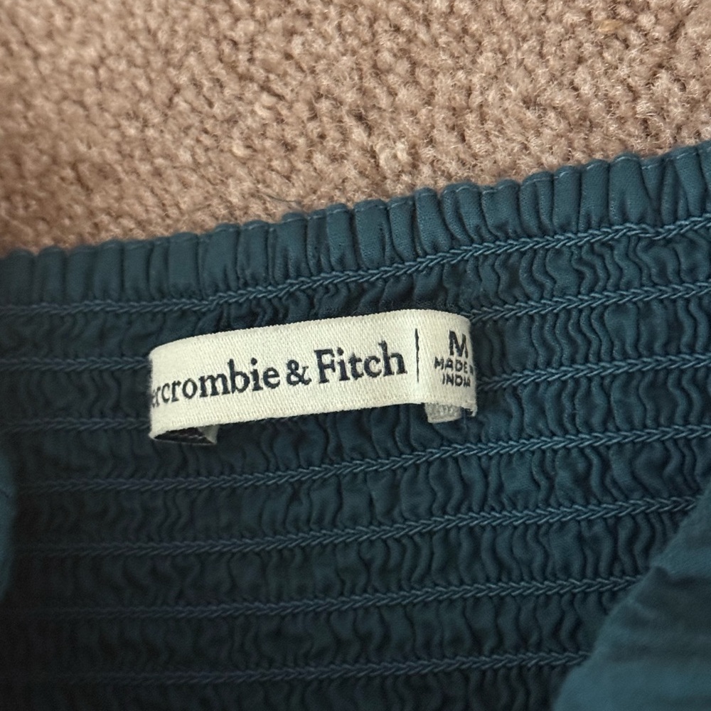 Abercrombie & Fitch Women’s Teal Ruched V-Neck Long Sleeve Top - Picture 2 of 5
